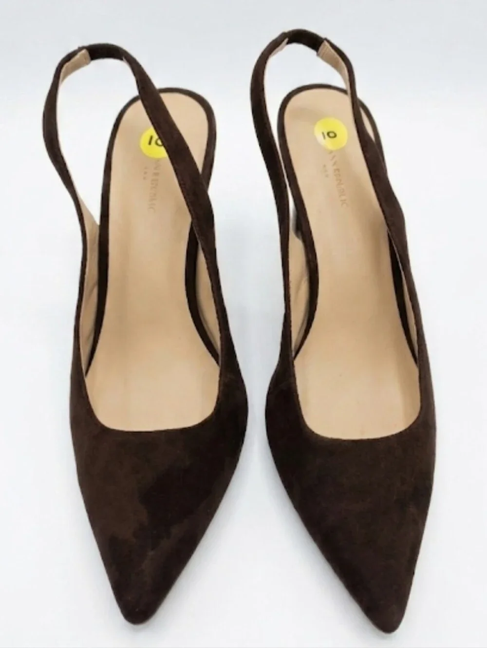 Banana Republic Black Suede Pointed Toe Slingback Heels